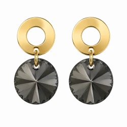 Kolczyki pozłacane kółka ze srebrzystymi  kryształami Swarovski®