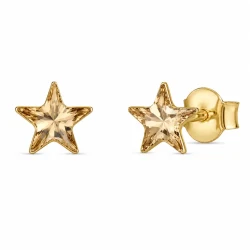 Pozłacane kolczyki gwiazdki z kryształami Swarovski® Golden Shadow 