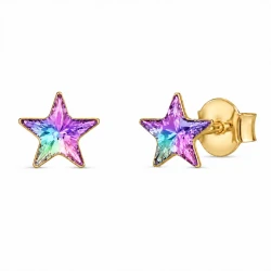 Pozłacane kolczyki gwiazdki z kryształami Swarovski® Vitrail Light 