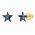 Pozłacane kolczyki gwiazdki z kryształami Swarovski® Vitrail Medium 