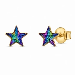 Pozłacane kolczyki gwiazdki z kryształami Swarovski® Vitrail Medium 
