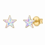 Pozłacane kolczyki gwiazdki z kryształami Swarovski® Aurore Boreale 