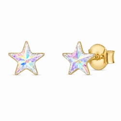 Pozłacane kolczyki gwiazdki z kryształami Swarovski® Aurore Boreale 
