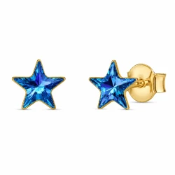 Pozłacane kolczyki gwiazdki z kryształami Swarovski® Bermuda Blue 
