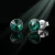Rodowane kolczyki srebrne 925 z zielonymi kryształami Emerald 6 mm