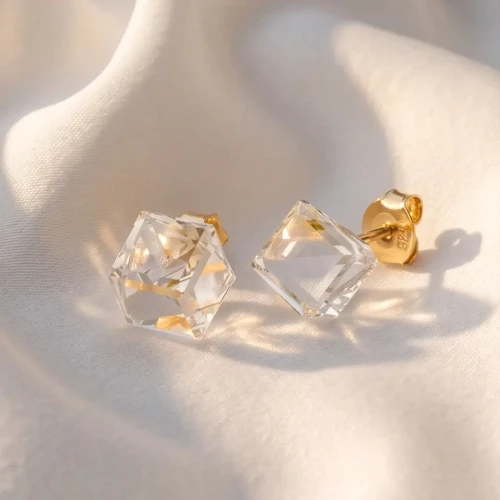 Eleganckie kolczyki sztyftowe z kryształami Swarovski® Crystal w kształcie kostki
