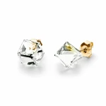 Kolczyki srebrne pozłacane z białymi kryształami Swarovski® kostki 6 mm