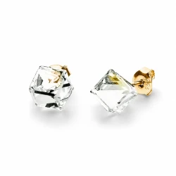 Kolczyki srebrne pozłacane z białymi kryształami Swarovski® kostki 6 mm