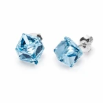 Kolczyki srebrne z błękitnymi kryształami Swarovski® kostki 6 mm