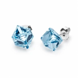 Kolczyki srebrne z błękitnymi kryształami Swarovski® kostki 6 mm
