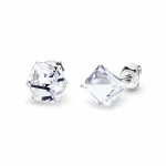 Kolczyki srebrne z białymi kryształami Swarovski® kostki 6 mm