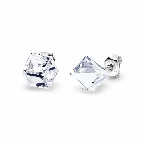Kolczyki srebrne z białymi transparentnymi kryształami Swarovski® Crystal 6 mm