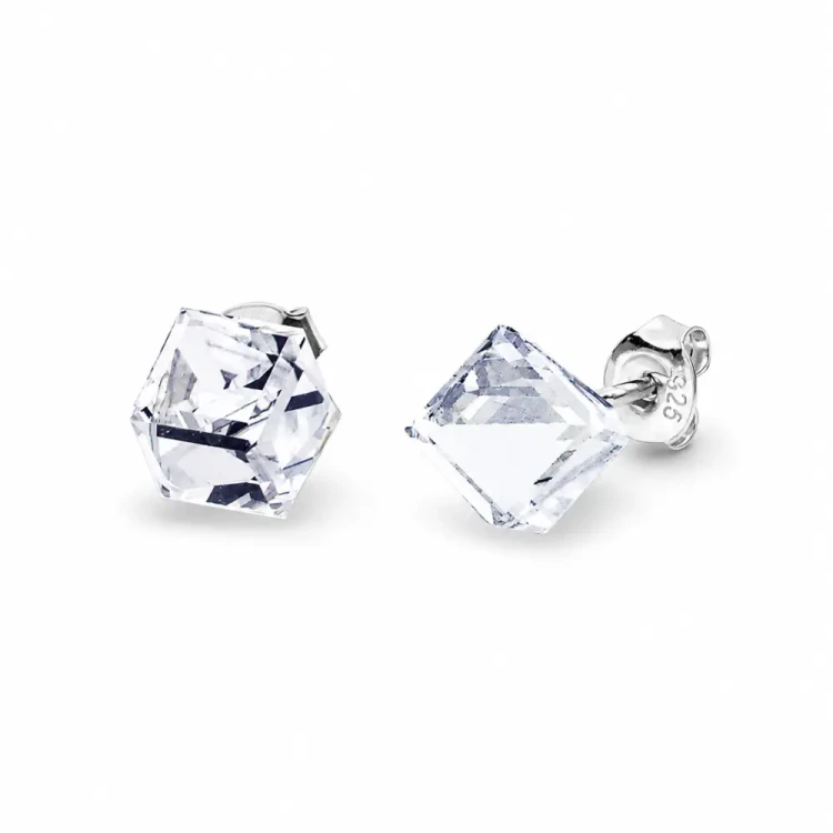 Kolczyki srebrne z białymi transparentnymi kryształami Swarovski® Crystal 6 mm
