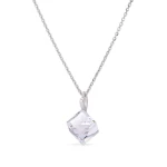 Naszyjnik srebrny z białymi kryształami Swarovski® kostka 8 mm