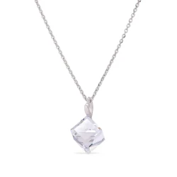 Naszyjnik srebrny z białymi kryształami Swarovski® kostka 8 mm