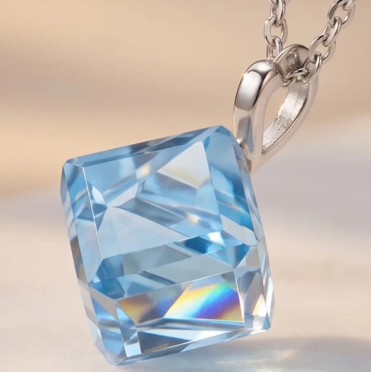 Elegancki srebrny naszyjnik z lśniącym kryształem Swarovski® kostka 8 mm