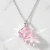 Damski naszyjnik srebrny z jasnoróżową kostką Swarovski®