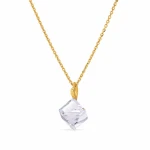 Naszyjnik srebrny pozłacany z białymi kryształami Swarovski® kostka 8 mm