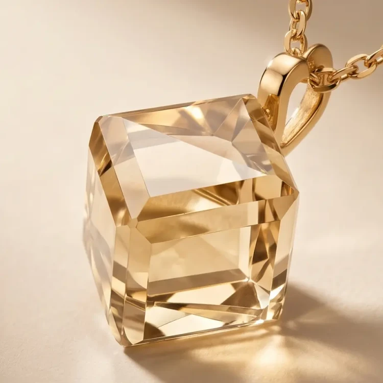 Damski naszyjnik z pozłacanego srebra ze złocistą kostką Swarovski®