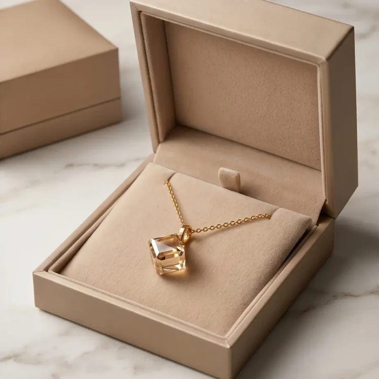 Elegancki naszyjnik srebrny pozłacany z kryształową kostką Swarovski® 8 mm