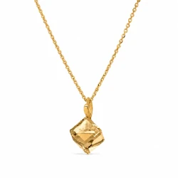 Naszyjnik srebrny pozłacany ze złocistymi kryształami Swarovski® kostka 8 mm