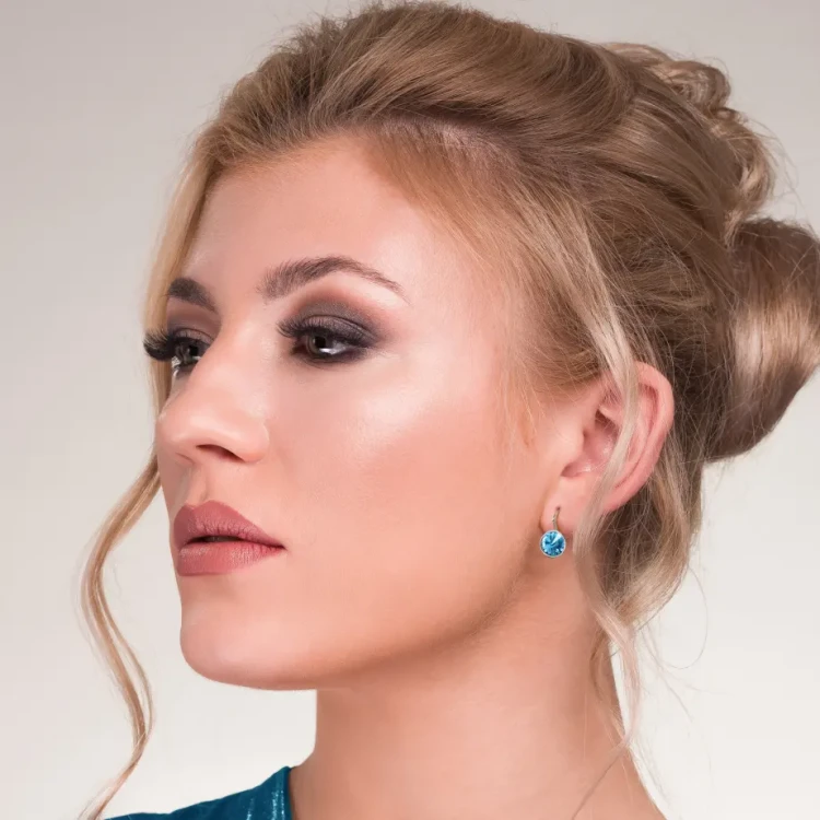 Srebrne kolczyki z kryształami Swarovski® Aquamarine 8 mm