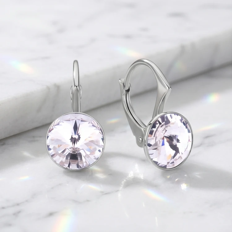 Delikatne kolczyki damskie z kryształami Swarovski® 8 mm o przejrzystym blasku