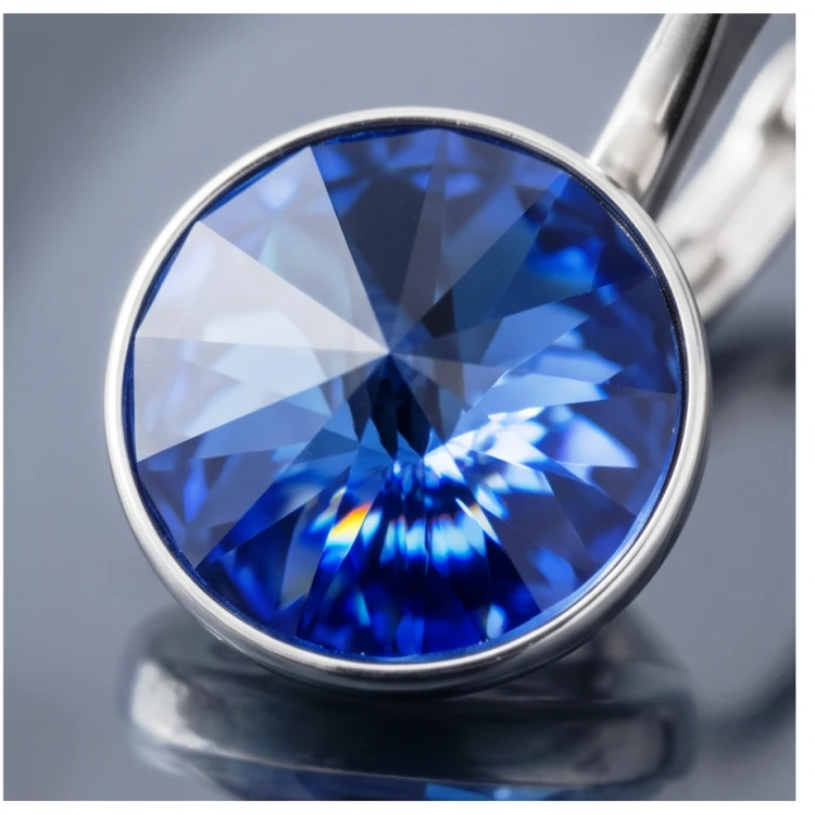 Kolczyki ze srebra z okrągłymi kryształami Swarovski® w kolorze Sapphire