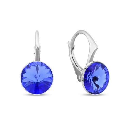 Kolczyki srebrne z okrągłymi kryształami Swarovski® 8 mm Sapphire