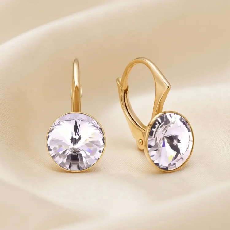 Damskie kolczyki pozłacane z bezbarwnymi kryształami Swarovski® 8 mm