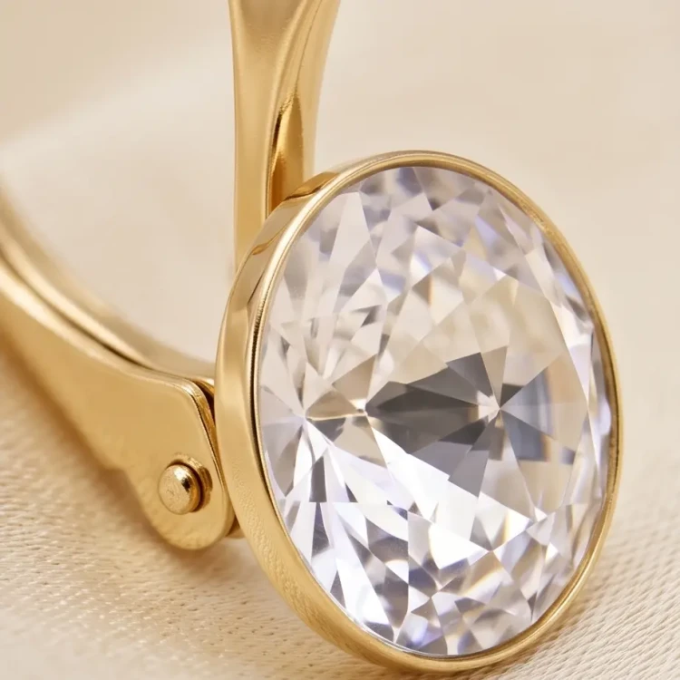 Kolczyki z pozłacanego srebra z okrągłymi kryształami Swarovski® Crystal