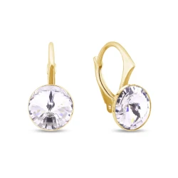 Kolczyki srebrne pozłacane z okrągłymi kryształami Swarovski® 8 mm Crystal