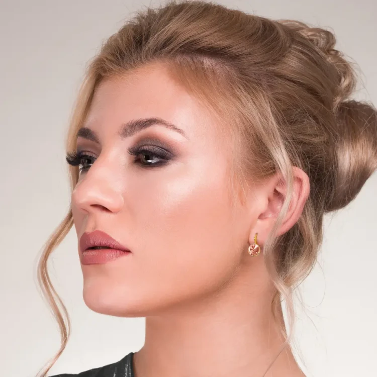 Pozłacane kolczyki srebrne z kryształami Swarovski® Vintage Rose 8 mm