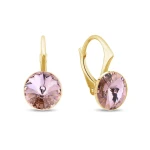 Kolczyki srebrne pozłacane z okrągłymi kryształami Swarovski® 8 mm Vintage Rose