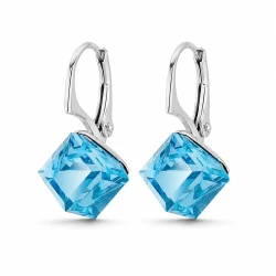Kolczyki srebrne z kryształami Swarovski® kostki 8 mm Aquamarine