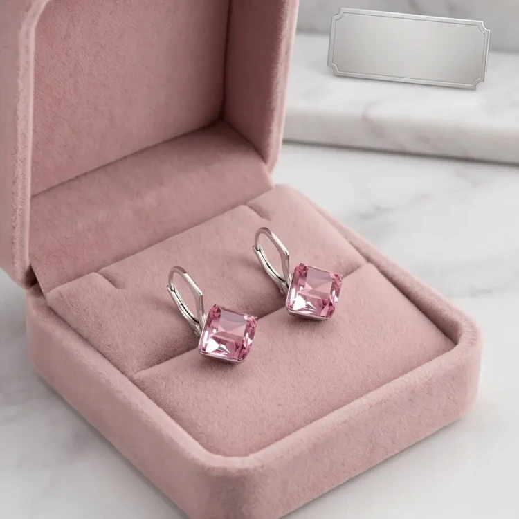 Kolczyki ze srebra z kryształowymi kostkami Swarovski® Light Rose