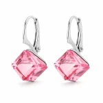 Kolczyki srebrne z kryształami Swarovski® kostki 8 mm Light Rose