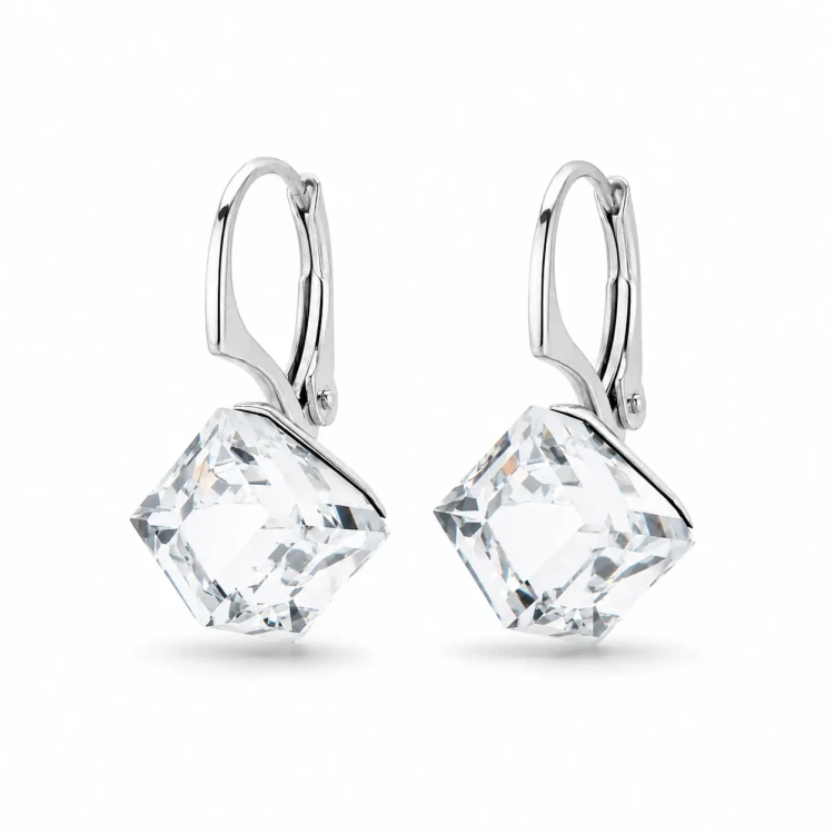 Kolczyki srebrne z kostkami Swarovski® 8 mm Crystal