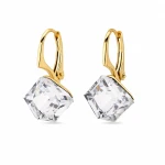 Kolczyki srebrne pozłacane z kryształami Swarovski® kostki 8 mm Crystal