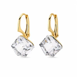 Kolczyki srebrne pozłacane z kryształami Swarovski® kostki 8 mm Crystal