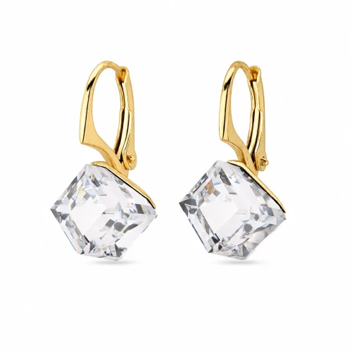 Kolczyki srebrne pozłacane z kostkami Swarovski® 8 mm Crystal