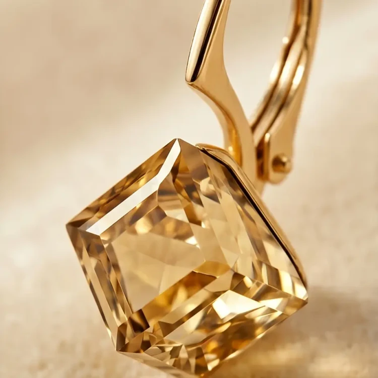 Eleganckie pozłacane kolczyki z kostkami Swarovski® w złocisto-beżowym odcieniu