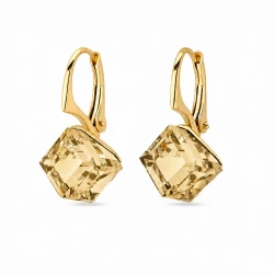 Kolczyki srebrne pozłacane z kryształami Swarovski® kostki 8 mm Golden Shadow