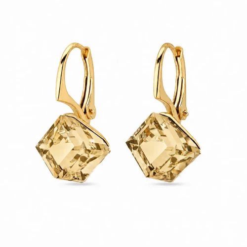 Kolczyki srebrne pozłacane z kostkami Swarovski® 8 mm Golden Shadow