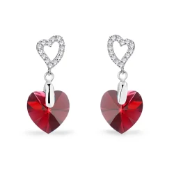 Kolczyki srebrne z kryształami Swarovski® serca 10 mm Scarlet