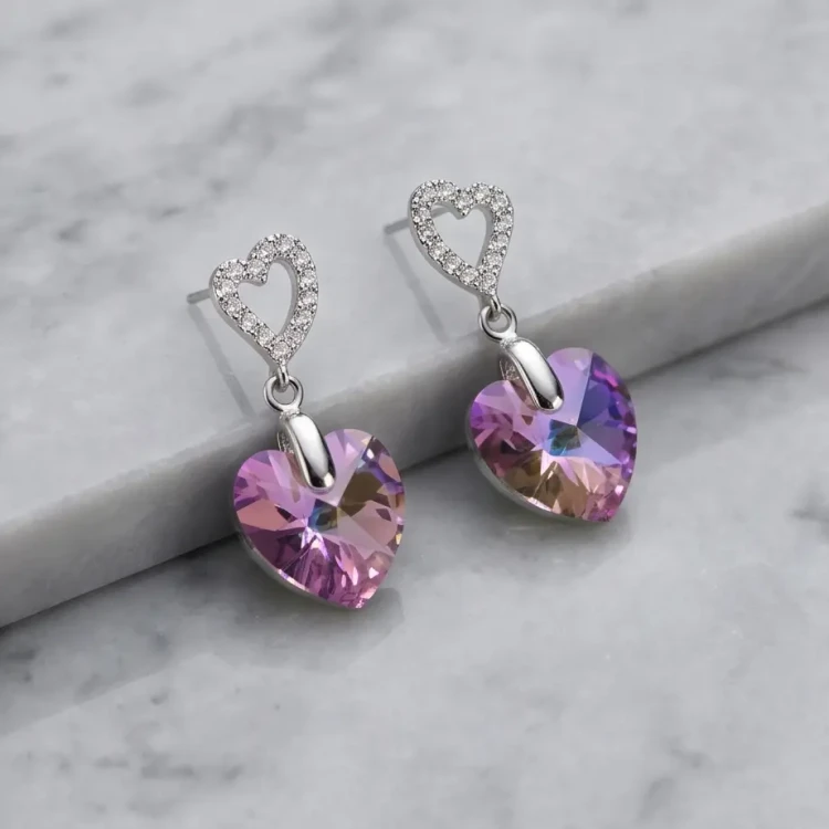 Eleganckie srebrne kolczyki z lśniącymi kryształami Swarovski® 10 mm Vitrail Light