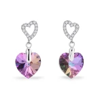Kolczyki srebrne z kryształami Swarovski® serca 10 mm Vitrail Light