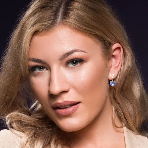 Pozłacane kolczyki z kryształami Swarovski® w kształcie serca 10 mm Aurore Boreale