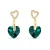 Kolczyki srebrne pozłacane z kryształami Swarovski® serca 10 mm Emerald