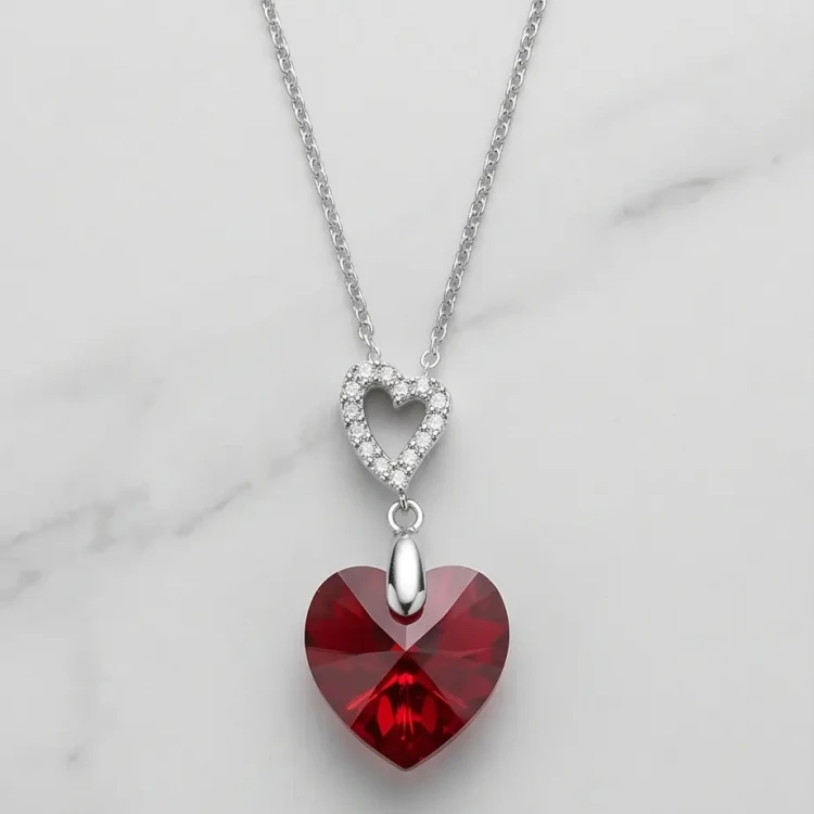 Naszyjnik ze srebra z kryształem Swarovski® 14 mm w kształcie serca